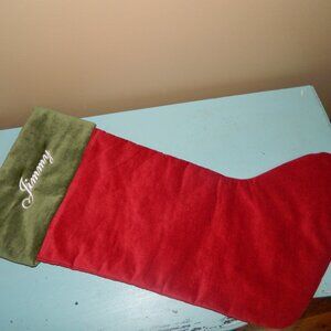 Pottery Barn Classic Velvet Christmas Stocking "JIMMY" Sz L  (TT-50)